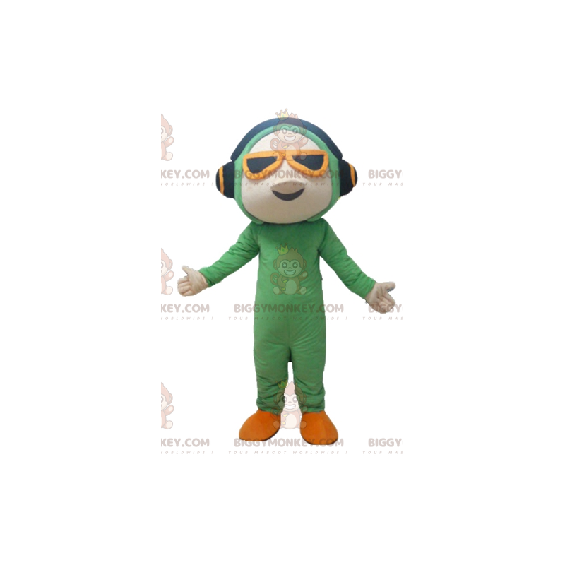 Disfraz de mascota BIGGYMONKEY™ de hombre con mono verde y auriculares - Mascotas de hombres - BiggyMonkey.com