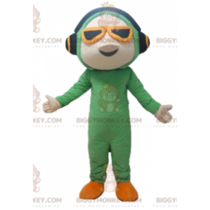 Disfraz de mascota BIGGYMONKEY™ de hombre con mono verde y auriculares - Mascotas de hombres - BiggyMonkey.com