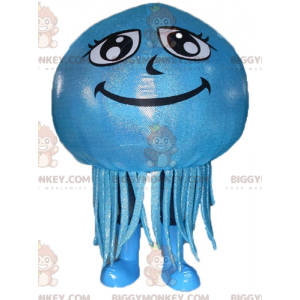 BIGGYMONKEY™ jättiläinen hymyilevä sininen meduusa-maskottiasu
