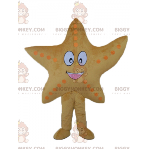 Disfraz de mascota de estrella de mar amarilla sonriente