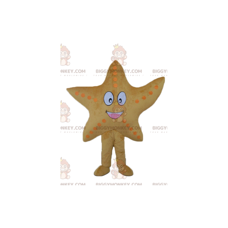 Costume da mascotte gigante sorridente stella marina gialla
