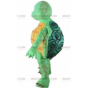 Traje de mascote BIGGYMONKEY™ de tartaruga verde e laranja de