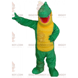 Disfraz de mascota Cocodrilo gigante verde y amarillo