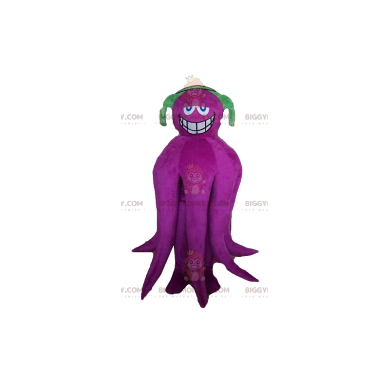 BIGGYMONKEY™ Purple Giant Octopus Maskotdräkt med hörlurar - BIGGYMONKEY™ Purple Giant Octopus Maskotdräkt med hörlurar -
