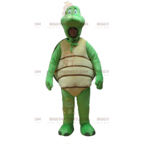 Disfraz de mascota BIGGYMONKEY™ Tortuga beis y naranja muy alegre y sonriente - Mascotas tortuga - BiggyMonkey.com