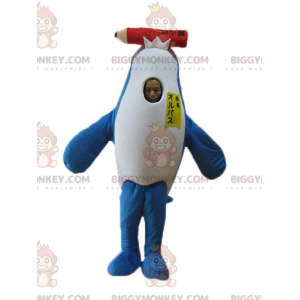 Blå och vit Dolphin Orca Mascot Costume BIGGYMONKEY™ med