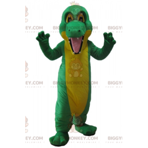 Costume de mascotte BIGGYMONKEY™ de crocodile vert et jaune