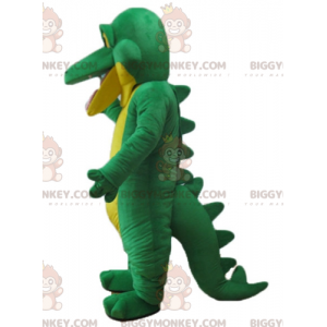 Costume de mascotte BIGGYMONKEY™ de crocodile vert et jaune