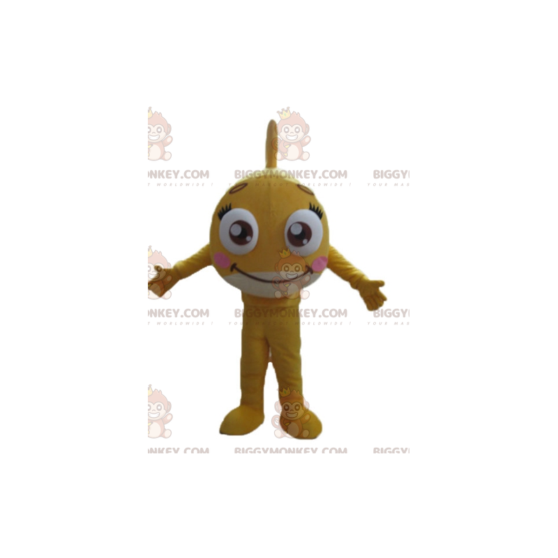 Disfraz de mascota BIGGYMONKEY™ de pez amarillo gigante muy Disfraz de mascota BIGGYMONKEY™ de pez amarillo gigante muy