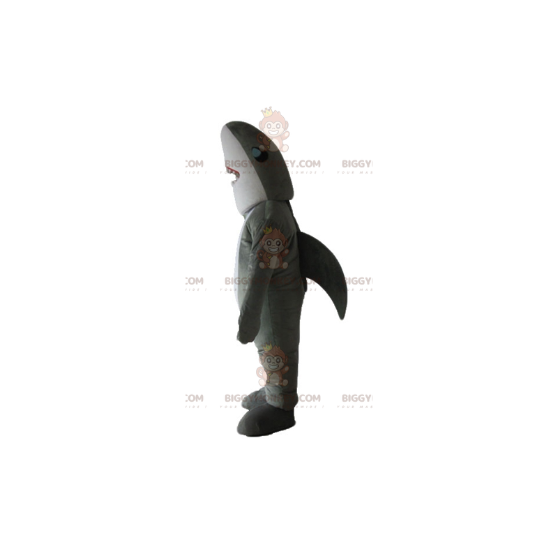 Costume da mascotte BIGGYMONKEY™ squalo bianco e grigio Costume da mascotte BIGGYMONKEY™ squalo bianco e grigio