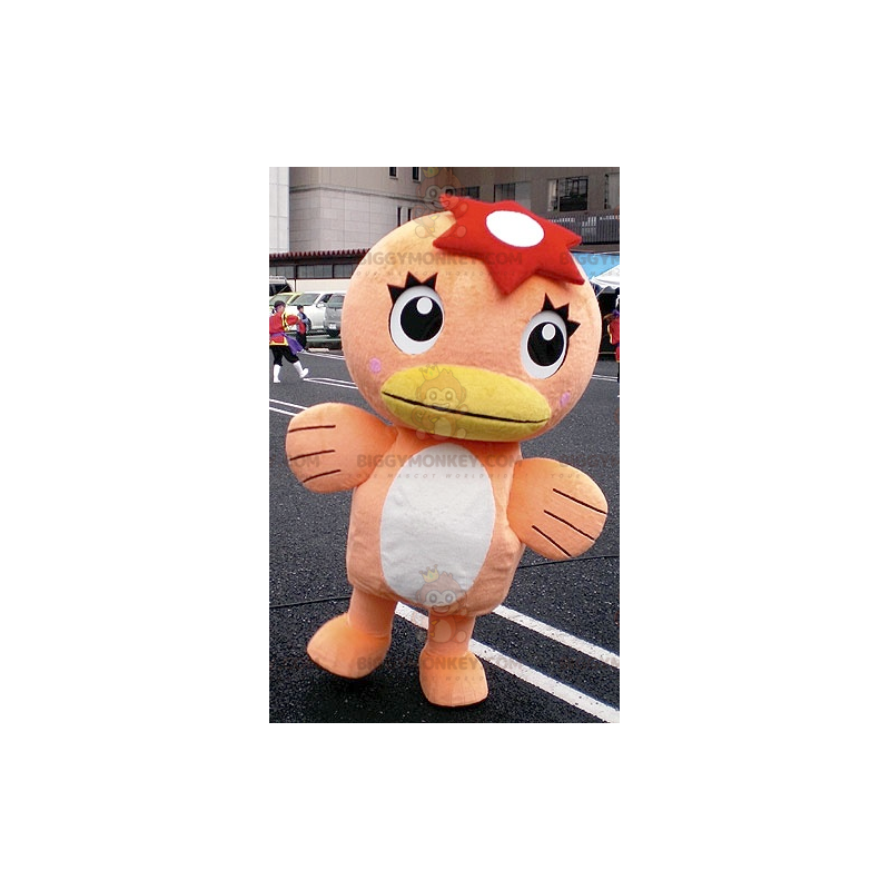 Traje de mascote BIGGYMONKEY™ de pato laranja e branco – Traje de mascote BIGGYMONKEY™ de pato laranja e branco –