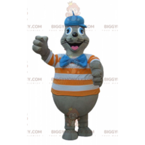 Traje de mascote BIGGYMONKEY™ de leão marinho cinza com