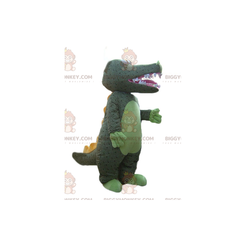 BIGGYMONKEY™ maskotkostume Grøn krokodille med grå skæl - BIGGYMONKEY™ maskotkostume Grøn krokodille med grå skæl -