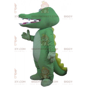 Costume de mascotte BIGGYMONKEY™ de crocodile vert et jaune