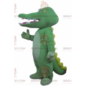 Kjempegrønn og gul krokodille BIGGYMONKEY™ maskotdrakt - Krokodille maskot - BIGGYMONKEY_04116 - BiggyMonkey.com