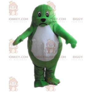 Traje de mascote de lontra gigante e cativante verde e branco