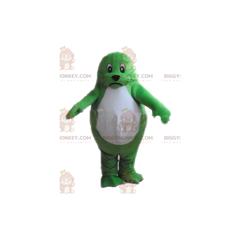 Traje de mascote de lontra gigante e cativante verde e branco Traje de mascote de lontra gigante e cativante verde e branco