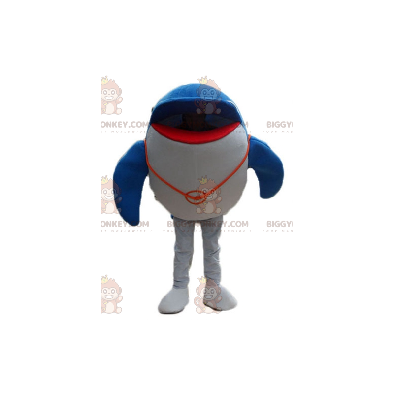 Disfraz de mascota BIGGYMONKEY™ de delfín azul y blanco gigante Disfraz de mascota BIGGYMONKEY™ de delfín azul y blanco gigante