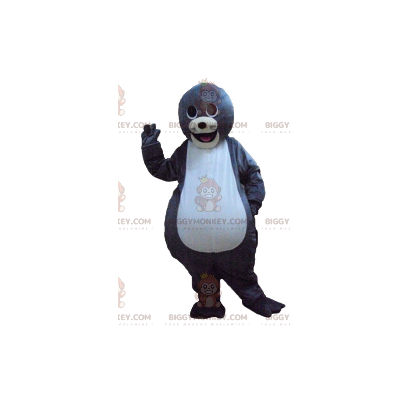 Costume de mascotte BIGGYMONKEY™ de loutre grise et blanche Costume de mascotte BIGGYMONKEY™ de loutre grise et blanche