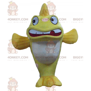 Costume de mascotte BIGGYMONKEY™ de gros poisson jaune et blanc