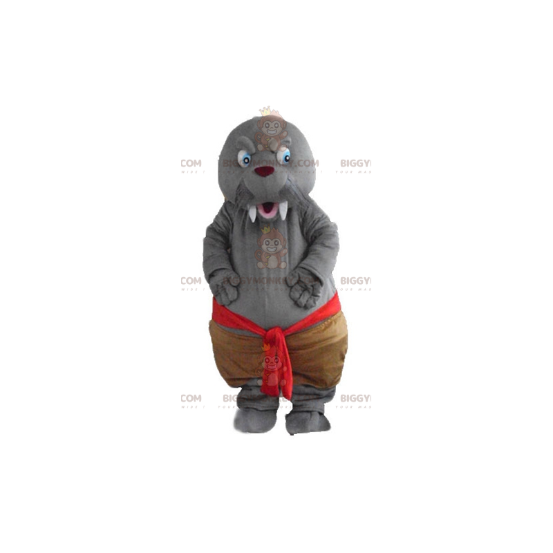 Stora tänder Grå valrosssäl BIGGYMONKEY™ maskotdräkt - Stora tänder Grå valrosssäl BIGGYMONKEY™ maskotdräkt -