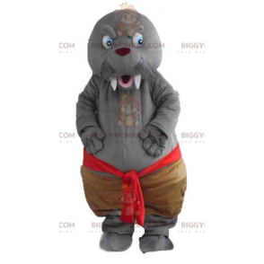  Costume mascotte BIGGYMONKEY™ con sigillo di tricheco grigio denti grandi - Mascotte di foca - BiggyMonkey.com