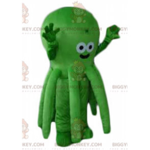  Costume da mascotte BIGGYMONKEY™ con polpo verde molto carino e sorridente - Mascotte di pesce - BiggyMonkey.com