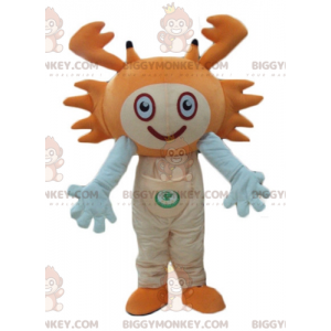 Mycket leende orange och vit krabba BIGGYMONKEY™ maskotdräkt -