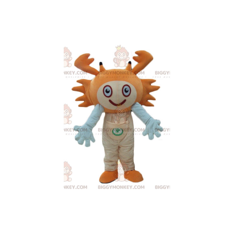 Costume da mascotte BIGGYMONKEY™ granchio arancione e bianco Costume da mascotte BIGGYMONKEY™ granchio arancione e bianco