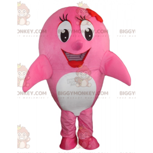 Walvis roze en witte dolfijn BIGGYMONKEY™ mascottekostuum -