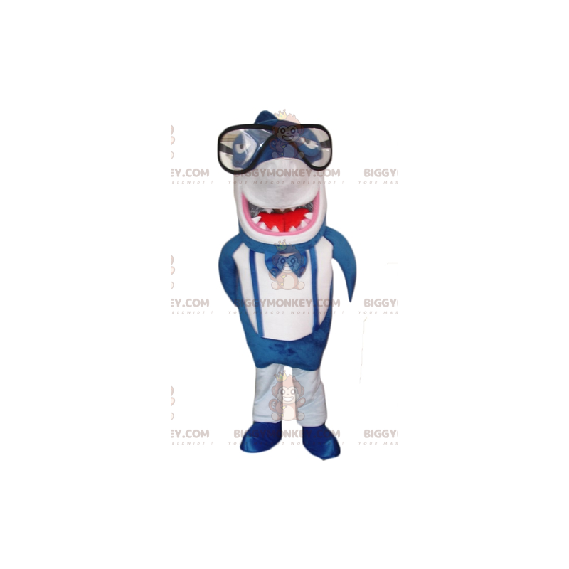 Divertido disfraz gigante de mascota de tiburón azul y blanco Divertido disfraz gigante de mascota de tiburón azul y blanco