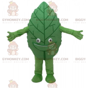 Traje de mascote de folha verde gigante sorridente BIGGYMONKEY™