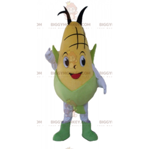Giant Smiling Yellow And Green Corn Cob BIGGYMONKEY™ Mascot