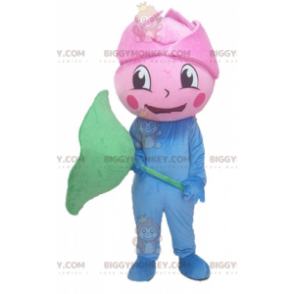 BIGGYMONKEY™ jättiläinen sininen ja vihreä ruusukukkien maskottiasu - Luokittelemattomat maskotit - BiggyMonkey.com