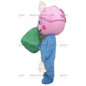 BIGGYMONKEY™ Fantasia de mascote de flor gigante azul e verde