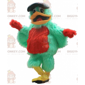 Grøn og rød fugl BIGGYMONKEY™ maskotkostume med baret -