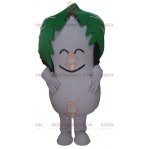 Dudhi White Radish BIGGYMONKEY™ Mascot Costume with Leaf on