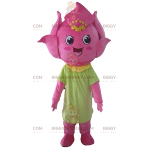 Fantasia de mascote BIGGYMONKEY™ Flor de Lírio Rosa Muito Sorridente - Mascotes não classificados - BiggyMonkey.com