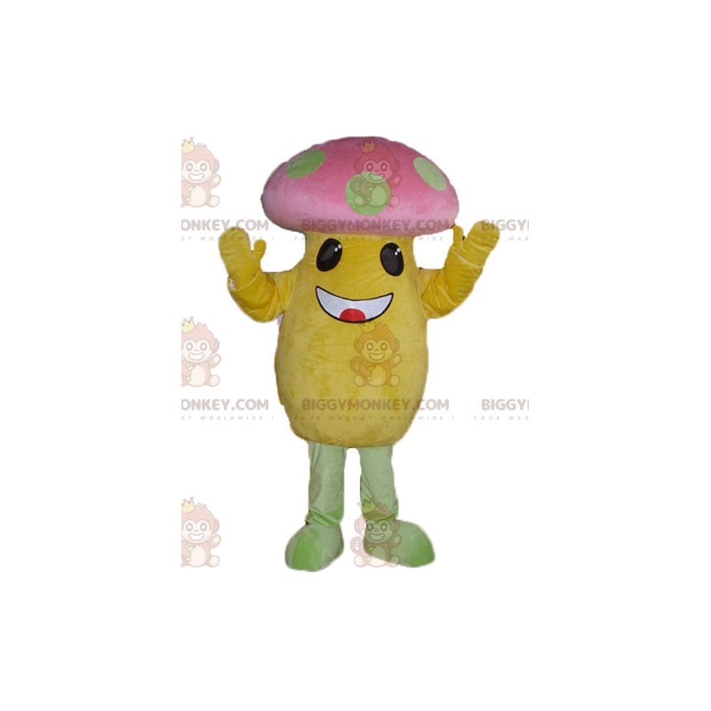 BIGGYMONKEY™ Big Mushroom Yellow and Pink Green Polka Dot