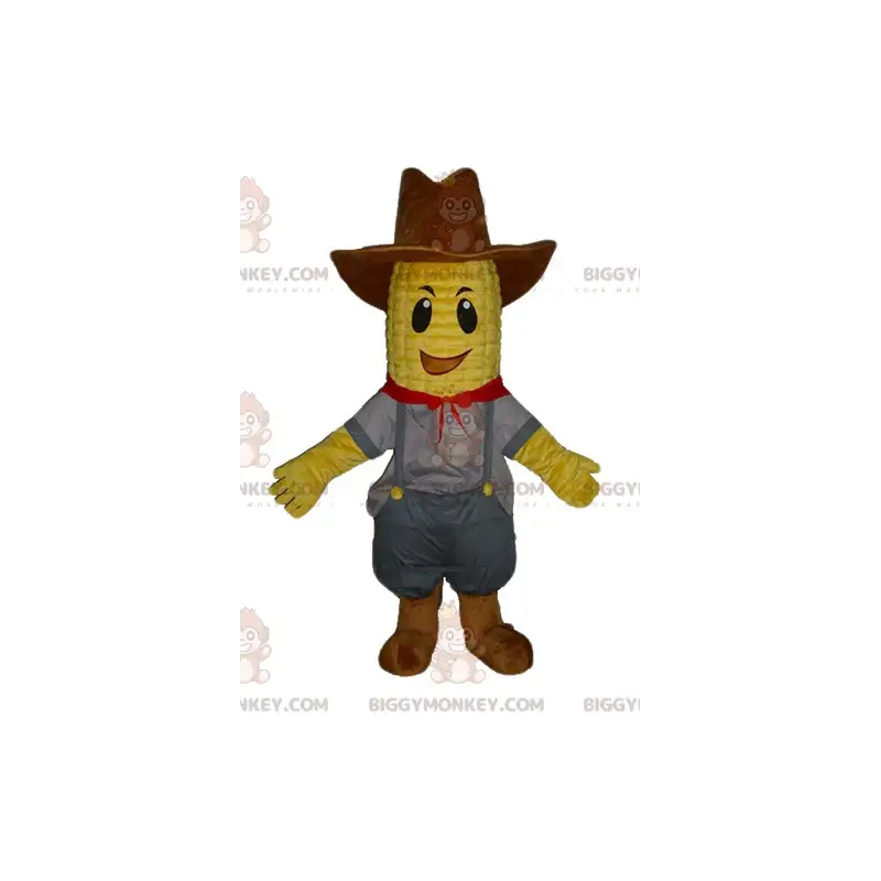 BIGGYMONKEY™ Maskottchen Kostüm Maiskolben im Cowboy Outfit - BIGGYMONKEY™ Maskottchen Kostüm Maiskolben im Cowboy Outfit -
