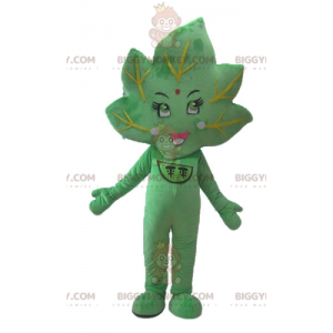 Costume de mascotte BIGGYMONKEY™ de feuille verte géante et