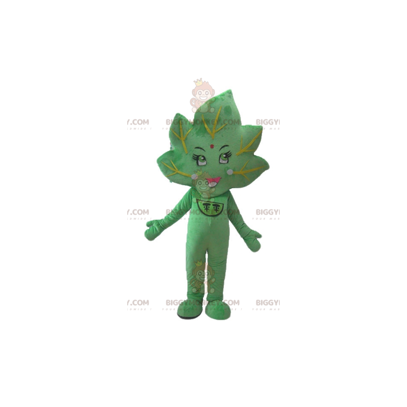 Χαμογελαστή στολή μασκότ BIGGYMONKEY™ Giant Green Leaf - Φυτέψτε μασκότ - BIGGYMONKEY_04173 - BiggyMonkey.com