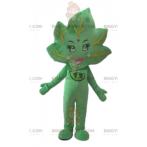 Costume de mascotte BIGGYMONKEY™ de feuille verte géante et