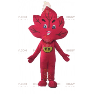 Disfraz de mascota BIGGYMONKEY™ de hoja roja gigante sonriente