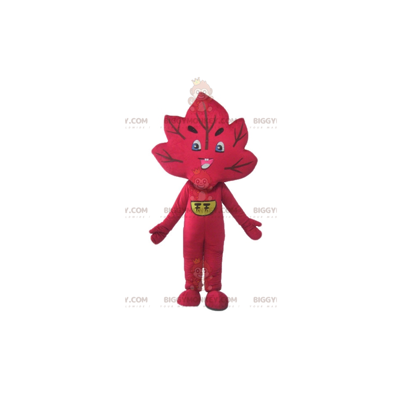Smiling Giant Red Leaf BIGGYMONKEY™ Mascot Costume – Smiling Giant Red Leaf BIGGYMONKEY™ Mascot Costume –