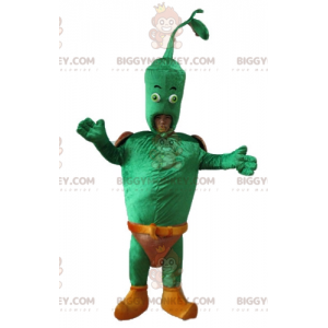 BIGGYMONKEY™ mascottekostuum met groene groente en bruine slip