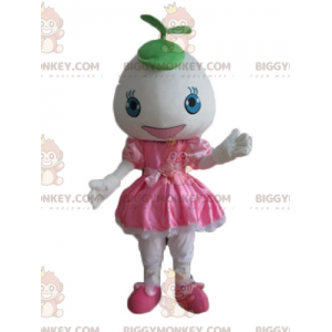 Kostým BIGGYMONKEY™ maskot dívka v růžových šatech s kulatou