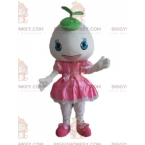 BIGGYMONKEY™ maskotkostyme jente i rosa kjole med rundt hode - Gutter og jenter maskoter - BIGGYMONKEY_04181 - BiggyMonkey.com