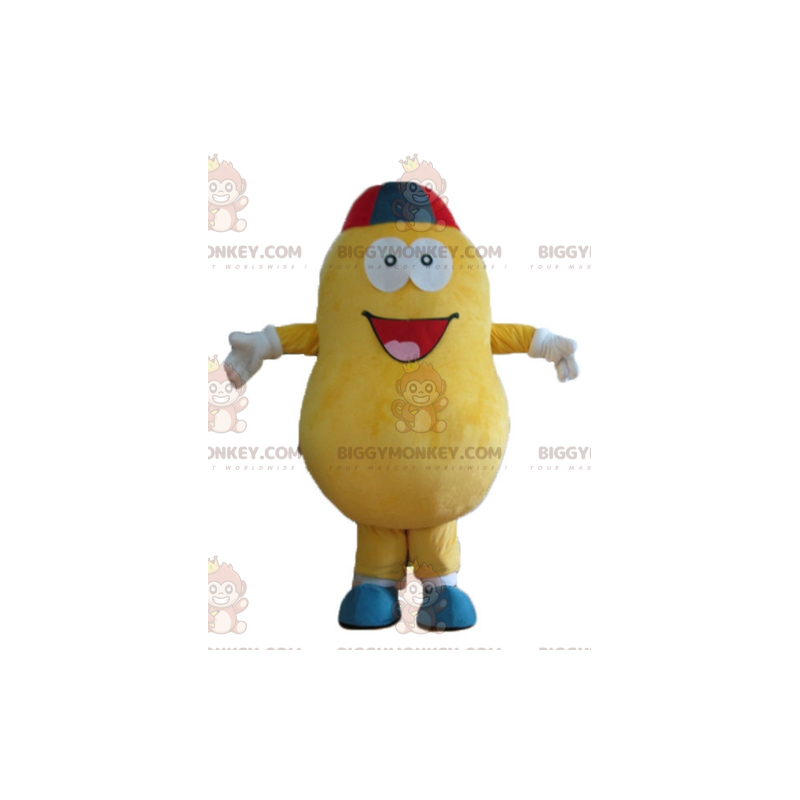 Disfraz de mascota Papa amarilla gigante sonriente BIGGYMONKEY™ Disfraz de mascota Papa amarilla gigante sonriente BIGGYMONKEY™