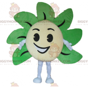Smiling Giant Yellow and Green Flower BIGGYMONKEY™ Mascot